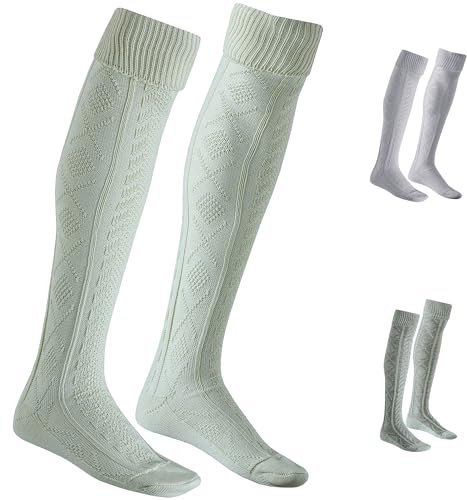 German Wear EXTRA Lange Trachtensocken Strümpfe mit quadratisches muster Trachtenlederhose Socken 75cm