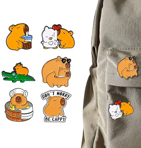 WERIGONI 6Stück Niedliche Capybara-Capybara-Brosche Anstecker pin,Enamel pin Pins & Anstecker Brosche,Süße Brosche