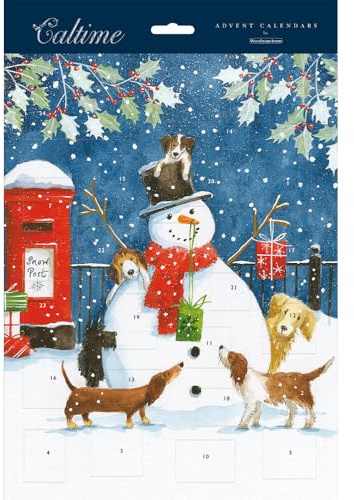 Snowman & Dog Friends Portrait Traditional Advent Calendar, Gift