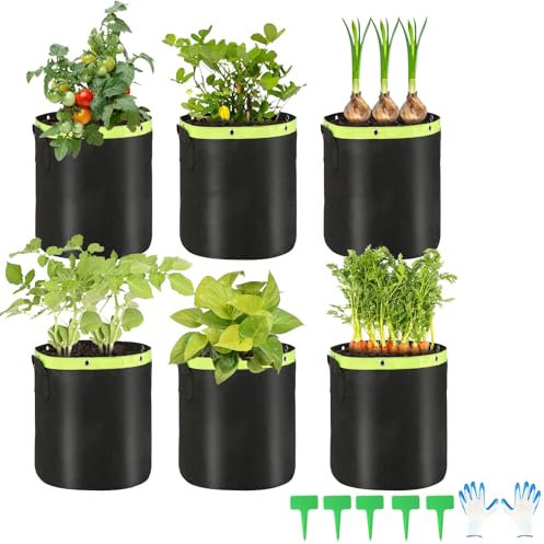 5 Stück 40L Kartoffel Pflanzsack, 10 Gallonen Pflanzsäcke für Kartoffeln, Vliesstoff Pflanztasche mit Griffe für Kartoffeln, Tomaten und Erdbeeren