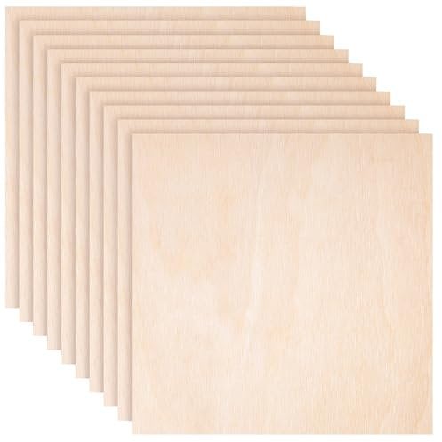 Creative DECO 10 x 40x40cm Tablero Madera Manualidades Contrachapado | 400 x 400 x 3 mm (+/- 2mm) | Chapa Maciza Abedul Maderas para Bricolaje | Pirograbado, Corte por Laser, CNC Router, Modelado