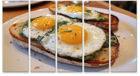 islandburner Bild auf Leinwand Spiegeleier auf Toast mit Avocado und Dill Bilder Wandbilder Poster