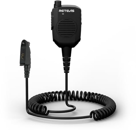 Retevis HM005 Walkie Talkie Speaker,AI Noise Concelling Two Way Radio Microphone,IP54 Waterproof Walkie Talkie Mic Compatible with Ailunce HA2 HD1 RT29 NR630S RT648 NR630 RT87 (1 Pack)