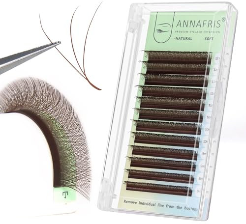 ANNAFRIS Extension de Cils 3D W Brun 0.07 D 8-12mm Bouquet Préfabriqué Faux Cils 3D Individuel Volume Russe Naturel Eyelash Extension(3DW,0.07D,8-12,Brown)