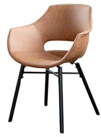 KAWOLA Esszimmerstühle Mikrofaser Cognac Stuhl ZAJA, Schminktisch Stuhl, Vintage Look, Stuhl Esszimmer, Polsterstuhl