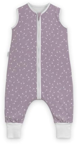 Ehrenkind® Baby Sommerschlafsack mit Füßen 1.0 TOG aus weicher OEKO-TEX zertifizierter Bio-Baumwolle | Sommer Schlafsack | Baby Schlafsack Gr. 80 Flieder Pusteblume | 1 Tog