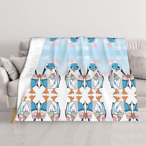 Decke mit Pinguin-Druck, ultraweich, für Klimaanlage, leicht, für Bett, Sofa, Camping und Reisen