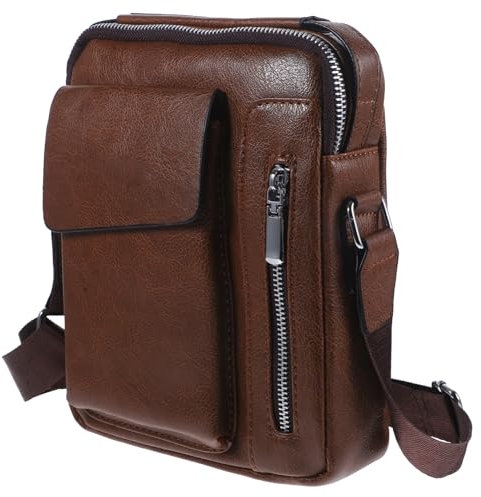 SAFIGLE Herren Umhängetasche Großformatige PU Schultertasche für Geschäfts Freizeitreisen Verstellbarer Riemen für Handy Geldbörse Kleine Gegenstände