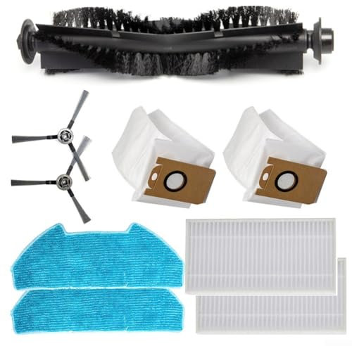 Cloudpower Staubsauger-Zubehör-Set für Redkey R10, 2 Staubbeutel, 2 Wischtuch, 2 Seitenbürsten, 1 Rollenhauptbürste, Ersatz Roboter-Staubsauger-Kit Ersatzteil