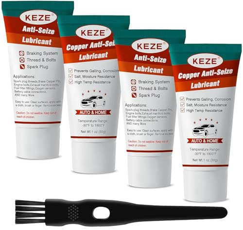 KEZE Lubrificante antigrippante al rame, resistente a sale, umidità e calore, per filettature di candele, alberi delle pinze e pastiglie dei freni, 28 g (confezione da 4)