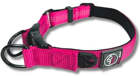 Lalazoo RICO Hundehalsband – Verstellbar Gepolstert Reflektierend mit Doppeltem D-Ring – Weich & Robust – Komfortables Hunde Halsband für Kleine Mittlere & Große Hunde – Fuchsia, XL
