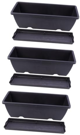 TOYANDONA 3piezas Macetero Rectangular De Plástico para Jardín Macetas Ligeras Resistentes para Verduras y Flores Color Gris Oscuro para Balcón y Terraza Extragrande