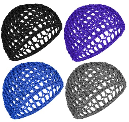 4 Stück Haarnetz zum Schlafen Mesh Häkel Haarnetz für Perücken Wig Cap Kurz Netz Perückenkappe Crochet Hair Net Wig Zubehör Gestrickte Schlafmützen Strähnenhaube Haarnetze Dutt für Langen Haar Bad
