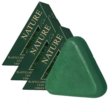 3 Pcs Nature Triangle Shampoo Bar, Nature Seven Green Soap Shampoo, Usman Grass Shampoing, Gentle Cleansing, Strengthen Hair for Women and Men