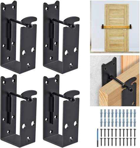 Dolibest Tür Barricade Klammern 4 Abschließbar Tor U Winkel | 106.6x53.5mm Lumber,Barrikaden Halterung Türschloss,Indoor Outdoor Garten Garage Scheune,Doppelseitige Türriegel,Hardware