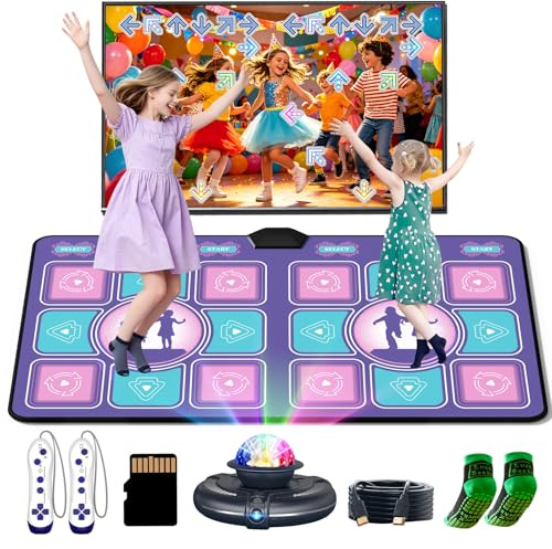 MIAROZ Electronic Dance Mat for Kids: 2 Player Interactive TV Video Game | Dancing Pad with HDMI for TV & 70+ Games Musical Exercise - Indoor Fun Birthday Gift for Girls Boys Ages 4-12+