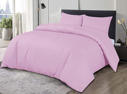 Sapphire Collection 100% Egyptian Cotton 200 Thread Count Duvet Cover With Pillow Case Bedding Set (Pink, Double)