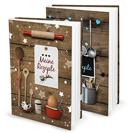 Logbuch-Verlag 2 kleine Rezeptbücher zum Selberschreiben Geschenk Weihnachten Geburtstag Gebäck DIN A5 personalisierbar