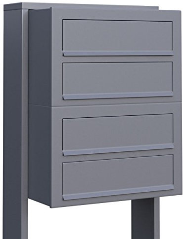 Briefkastenanlage, Design Briefkasten Cube for Four Grau Metallic - Bravios