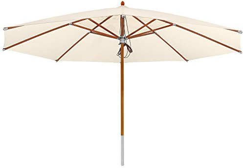 anndora Sonnenschirm 5m rund Super Deluxe Gartenschirm Landhausschirm Einzelstreben 3m hoch Holz Stock Schirm mit Stammschutz - Farbwahl