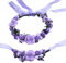 AiSi Blumenkranz mit Armband, Handgelenk Band Haarband Set, Stirnband Haarkranz Blumen Krone Boho Style für Festival Hochzeit Braut Brautjungfer Party (Lila)