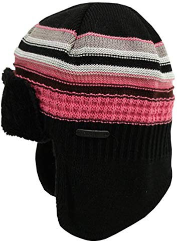 maximo Mädchen Winter-Mütze Parkamütze schwarz-pink, Gr. 53 (53)