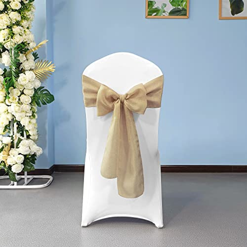 Hessain - Fasce per sedie, in iuta rustica, vintage, per matrimoni, feste, decorazione vintage shabby chic, runner da tavolo per matrimoni, fascia rustica con bordo cucito, fai da te, 22 cm x 280 cm,