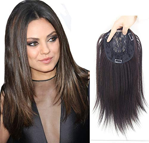 Clip In Crown Haarteil Straight Mittelteil Necklong Women Hair Topper Extension Nature Black