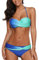 Tuopuda Costume da Bagno Donna Bandeau Bikini Set Push Up Imbottito Costumi Mare Due Pezzi Brasiliana Bikini Gradient Color Spiaggia Sexy Top Triangolo Reggiseno con Slip Vita Bassa, Blu, 44-48