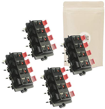 4x Morsettiera terminale morsetto 8 vie per diffusore acustico altoparlante amplificatore - connettore con pulsante - Adaptout marca francese