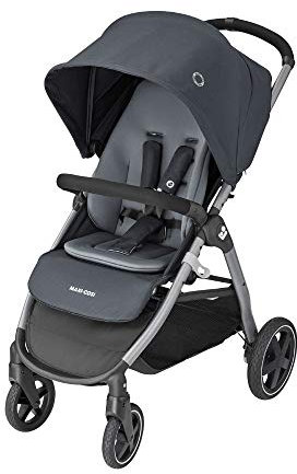 Maxi-Cosi Gia, Kompakter Kinderwagen mit Bequemem Sitz, Nutzbar ab der Geburt bis ca. 4 Jahre (max. 22 kg), Faltbarer All-Terrain-Buggy inkl. Regenverdeck & Großem Einkaufskorb, Essential Graphite