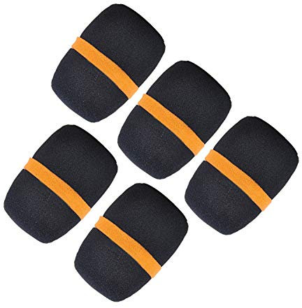 Vogueing Tool Handheld Microphone Windscreen Microphone Cover Foam 35MM Stage Mic Pop Filter Windshield Muffler Black (Pack of 5)