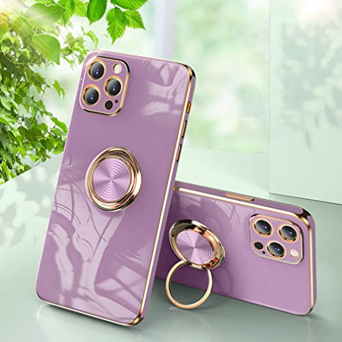 Tybiky custodia per iPhone Xr, in morbido silicone, con anello a 360 gradi per supporto magnetico per auto, cover in TPU, sottile, resistente agli urti e ai graffi, colore lilla