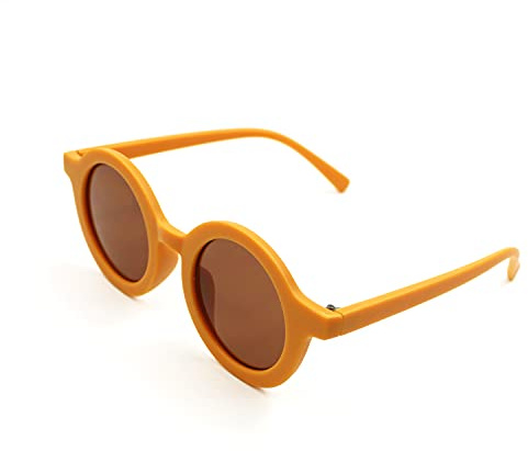 Générique Lunette de Soleil Enfant - Fille et Garçon - Couleur Jaune Moutarde - Look Design et Rétro - Protection Solaire UV 400 - Avec Etui de Rangement