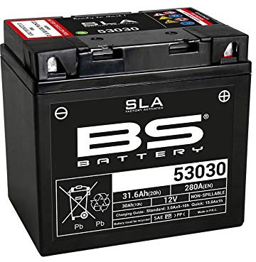 Batteria moto BS SLA 53030 AGM - Senza manutenzione - 12 V 30 Ah - Dimensioni: 186 x 130 x 171 mm compatibile con MOTO GUZZI V35 II 350 1981-1986