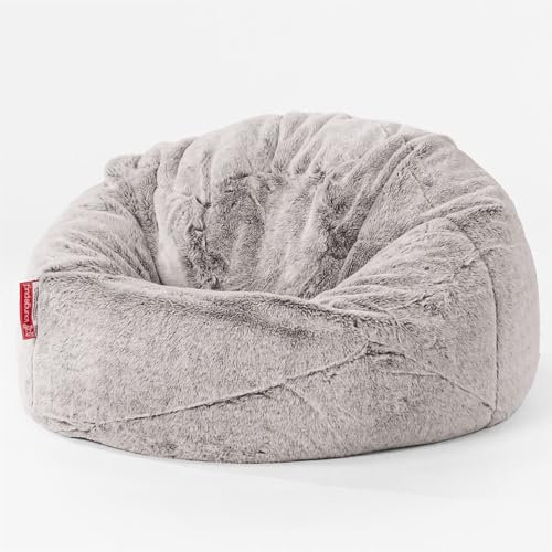 Lounge Pug Kinder Klassicher Kindersessel Sitzsack, Hellgrau Kaninchen Flauschiger Kunstpelzstoff, Kindersitzsack, Gaming-Sitzsack Beanbag für Jungen & Mädchen