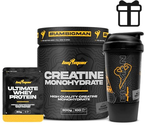 BigMan | Pack Creatina Monohidrato 300Gr (NEUTRAL) + Shaker REGALOS | 200 Mesh | Incrementa Resistencia | Potencia los Efectos de los Entrenamientos | Crecimiento Muscular