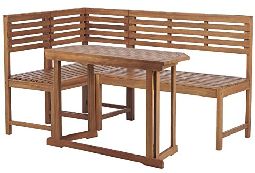 Garten Modul Eckbank mit Klapptisch 110x47 Akazienholz Hellbraun 4-teilig Treia