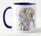 Vixar Tasse colorée en forme d'éléphant face à l'avant pour adulte - Motif animal sauvage - Cadeau d'anniversaire, de travail, de bureau, de Noël, de thé, de café (bleu marine)
