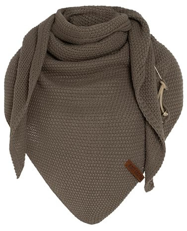 KNIT FACTORY - Dreiecksschal Coco - Damen Strickschal mit Wolle - Umschlagtuch für den Herbst und Winter - Winterschal - Dreieckstuch - Hochwertige Qualität - XXL Schal - 190 x 85 cm - Cappuccino