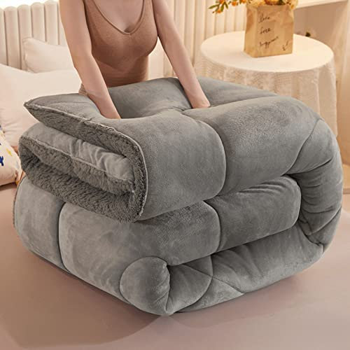 MHUQIA Steppdecke Winter 200X230cm 3kg, Flauschige Kaschmir-Steppdecken, Winter Decke Baumwolle Warm Dicker Lamm-Kaschmir Bettdecke, Winter Decke Bett, Bettdecke Baumwolle Winter