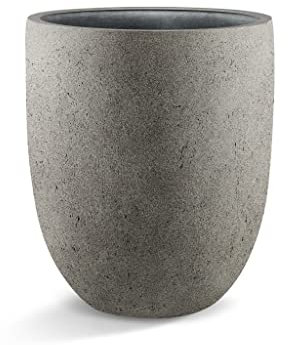 Luca Lifestyle Pflanzkübel Grigio Tall Egg Pot Grau Rund Fiberglas *5 Jahre Garantie* - 30x30x35 cm - Premium Qualität - F1229