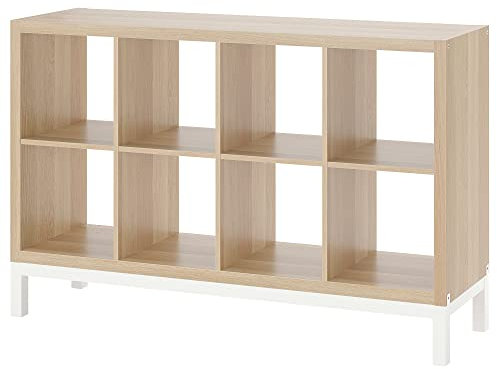 Ikea KALLAX Regal mit Untergestell, 147x94 cm, Eiche weiß gebeizt/weiß