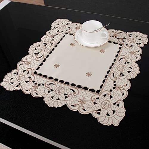 HpLive Tischdecke Quadrat 40 x 40 cm Spitze Blumenmuster kleine Tischdecke für Zuhause Party Garten Hochzeit Weihnachten Heimdekoration