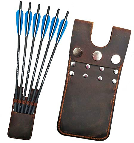 wolfman Bogenschießen Tasche Pfeilköcher Leder Pfeilhalter 6 Stück Schießen Armbrust Pfeile Zurück Pfeilköcher zum Schießen Jagdzubehör (Braun)
