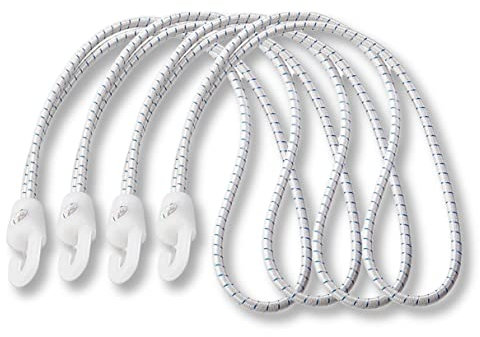 Marineo Zeising Spanngummi 4er Pack, 25 cm - Hochwertiger, langlebiger Segeleinbinder mit Gummischlaufe und Haken für Bootssport und Ladungssicherung