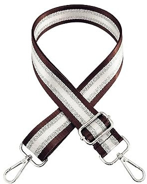 Wambere Verstellbarer Schultergurt Länge 80-130cm, 3.8cm Breiter Taschengurt,Ersatz Gurt für Handtaschen,Schulterriemen mit Karabiner,DIY Taschenzubehör,für Umhängetaschen,Braune Silberschnalle