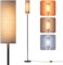 Homuserr 9W LED Stehlampe Grau, Stehlampe Wohnzimmer Dimmbar, Stehlampe Led mit 3 Farbtemperaturen, deckenfluter mit Leinen Lampenschirm & Fußschalter, Stehlampe Vintage für Schlafzimmer