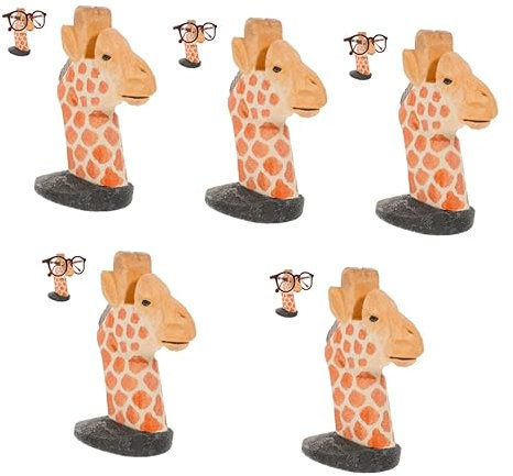 BESTonZON 5st Brillengestell Giraffe Brillenständer Brillenhalter Für Den Schreibtisch Lesebrillenhalter Brillenhalter Aus Holz Giraffenstatue Büro Federmäppchen Aus Holz Holzschnitzen