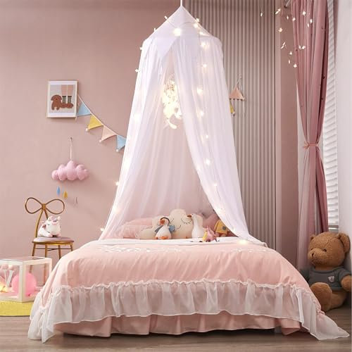 ZIQINPSQ Moskitoschutz Bett,Moskitonetz Doppelbett und Einzel Bett,Insektenschutz Faltbare Tragbares für Mädchen Zuhause, Garten, Balkon, Camping. (Weiß)